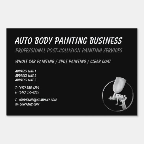 Auto Body Painting  Professional Black Sign