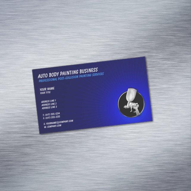 Auto Body Painting | Professional Blue Business Card Magnet (In Situ)