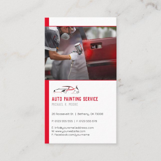 Auto Body Painting | Professional Business Card (Front)