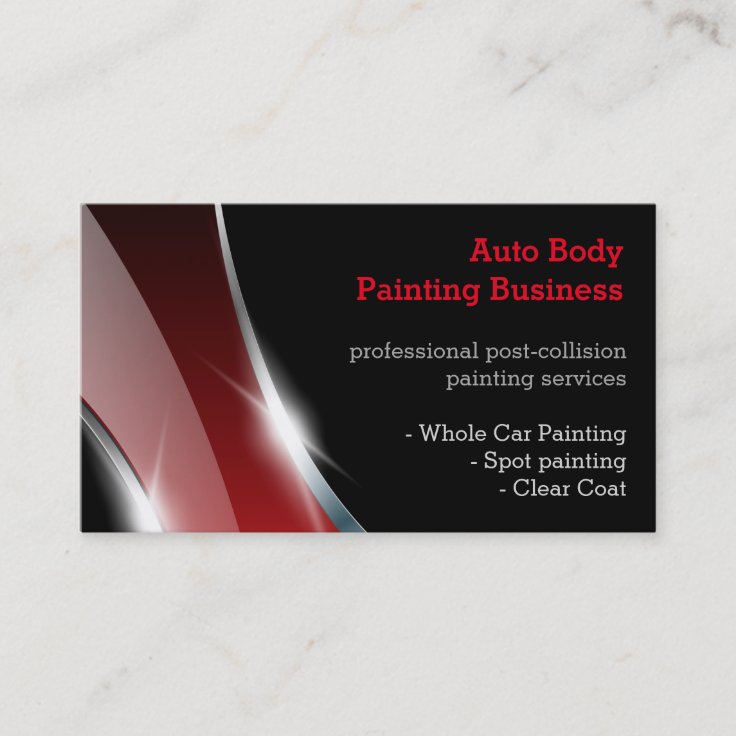 Auto Body Painting Professional Business Card Zazzle