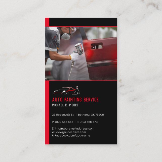 Auto Body Painting | Professional Business Card (Front)