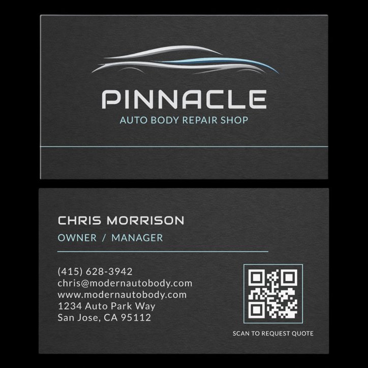 Auto Body Repair Shop QR Code Professional Business Card
