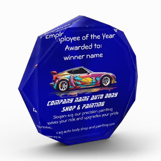 Auto body shop and precision painting acrylic award (Left)