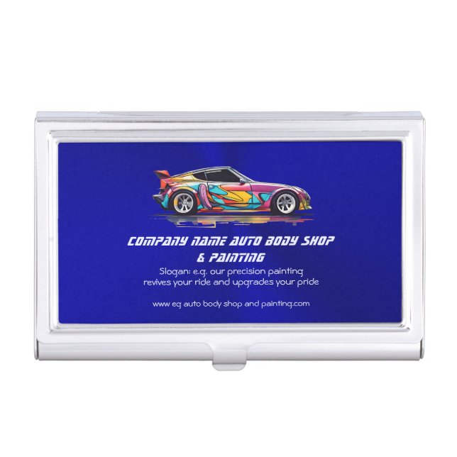 Auto body shop and precision painting business card case (Front)