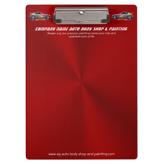 Auto body shop and precision painting clipboard (Front)