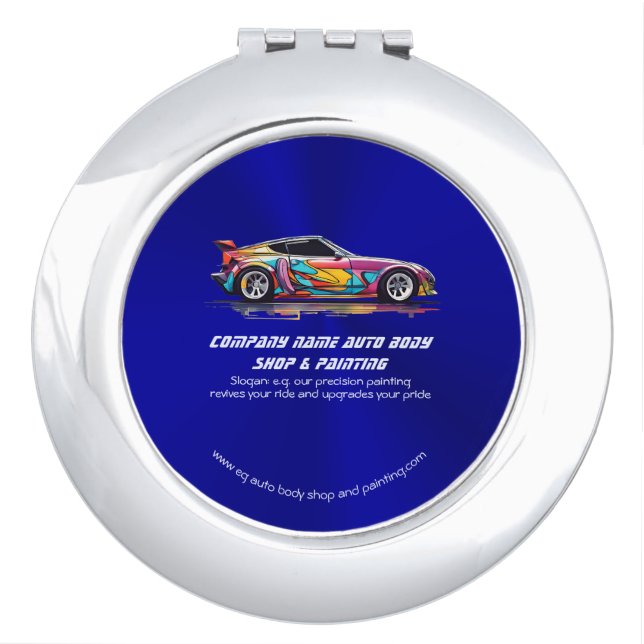 Auto body shop and precision painting compact mirror (Front)