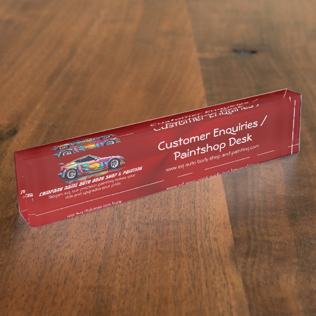 Auto body shop and precision painting desk name plate (Side)