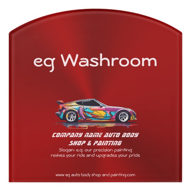 Auto body shop and precision painting door sign (Contour Front)