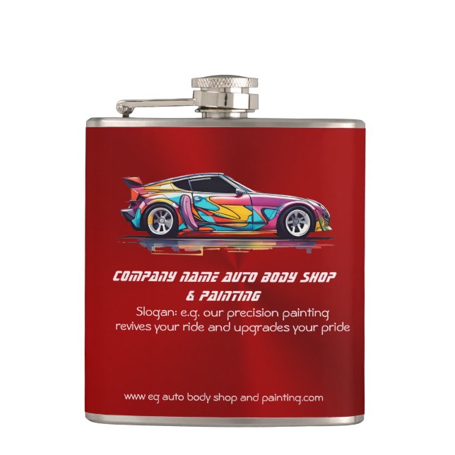 Auto body shop and precision painting flask (Front)