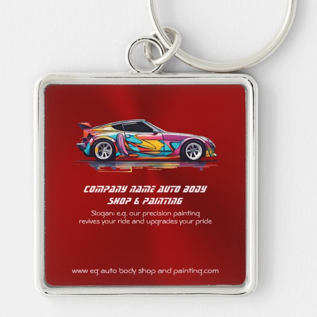 Auto body shop and precision painting keychain (Front)
