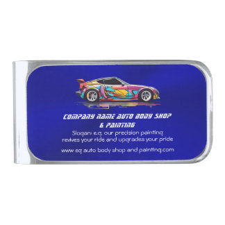 Auto body shop and precision painting silver finish money clip