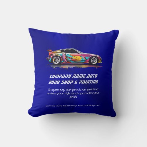 Auto body shop and precision painting throw pillow