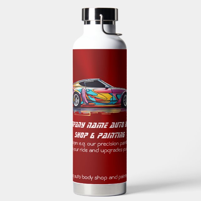 Auto body shop and precision painting water bottle (Left)