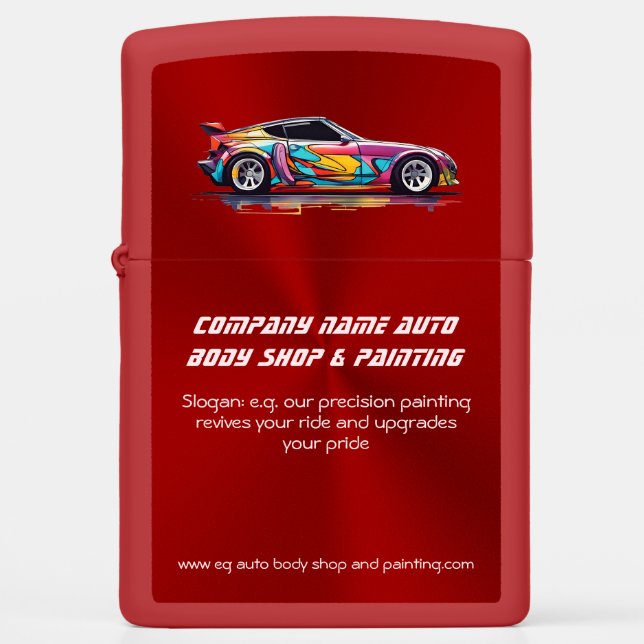 Auto body shop and precision painting zippo lighter (Front)