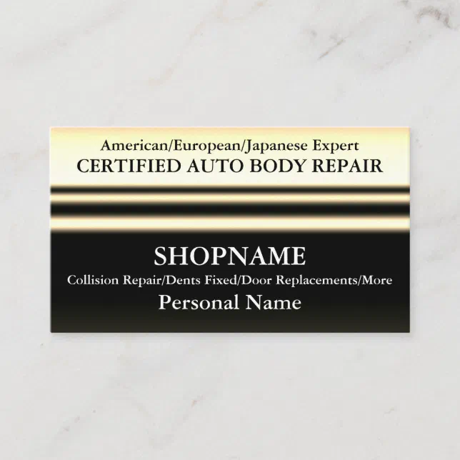 Auto Body Shop Business Card Zazzle