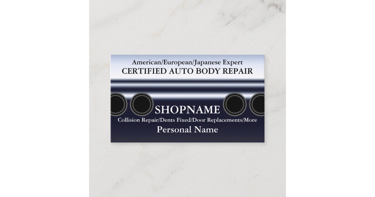 Auto Body Shop Business Card Zazzle