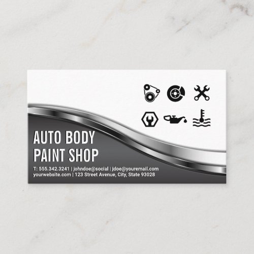 Auto Body Shop  Car Service Icons Business Card