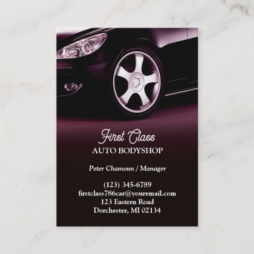 Customizable Auto Body Shop Chubby Business Card