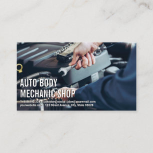 Auto Body Shop Mechanic Working Business Card