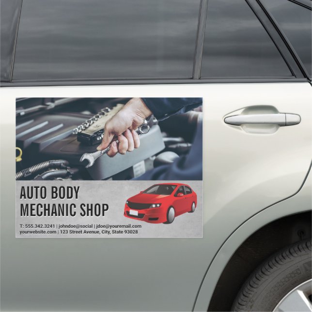 Auto Body Shop | Mechanic Working Car Magnet (In Situ)