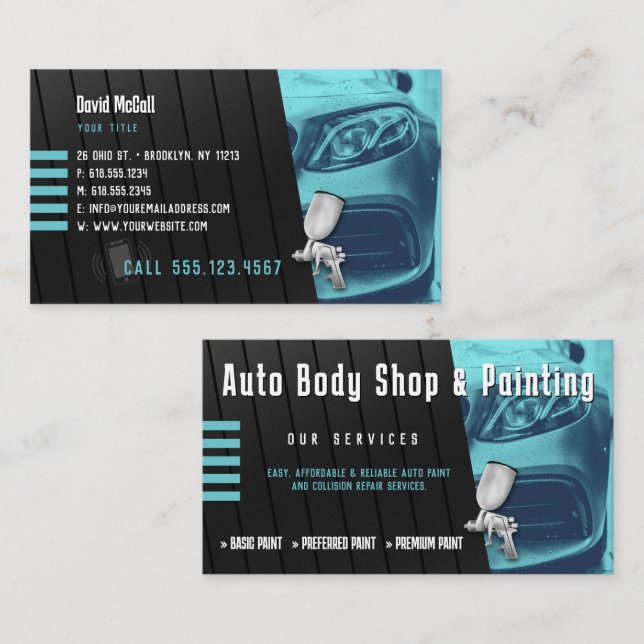 Auto Body Shop & Painting | Paint Sprayer Business Card (Front/Back)
