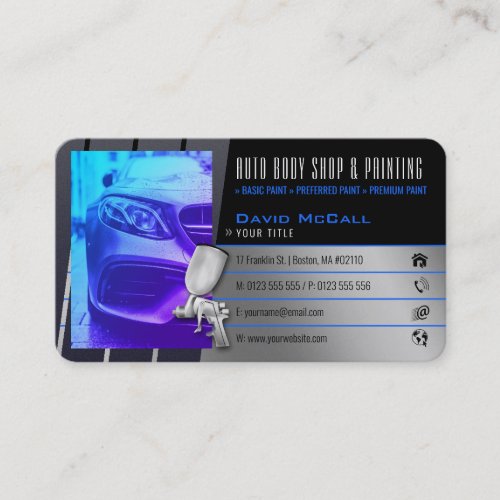 Auto Body Shop  Painting  Paint Sprayer Business Card