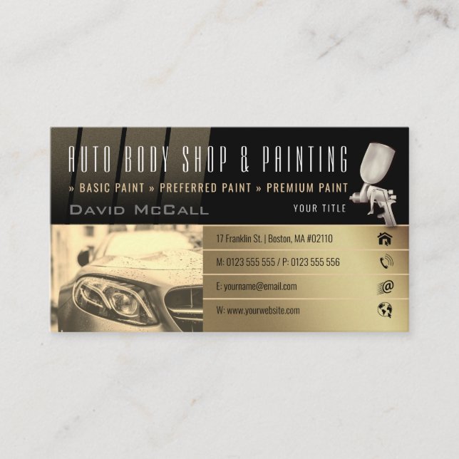 Auto Body Shop & Painting | Paint Sprayer Business Card (Front)