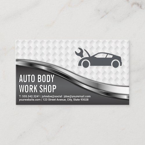 Auto Body Work Shop  Car Logo with Wrench Business Card