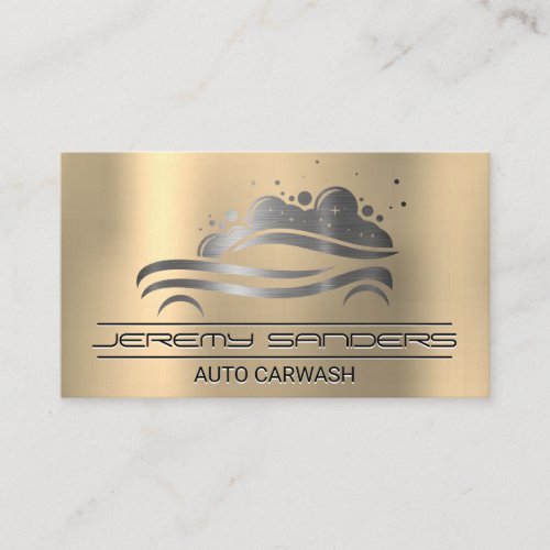 Auto Bubble Wash  Gold Metallic Business Card
