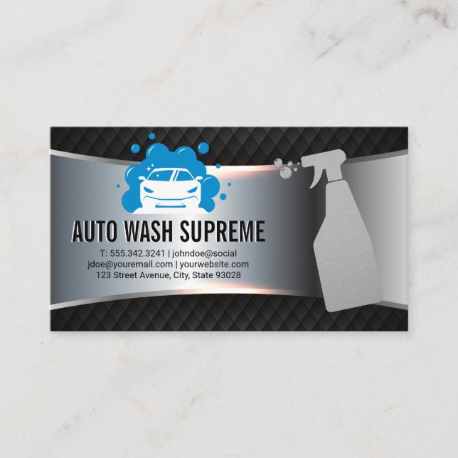 Auto Bubbles Logo | Car Wash Spray Bottle Business Card (Front)
