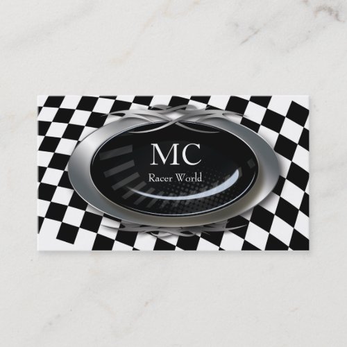 Auto Business Card Mechanic Racing Flag Logo