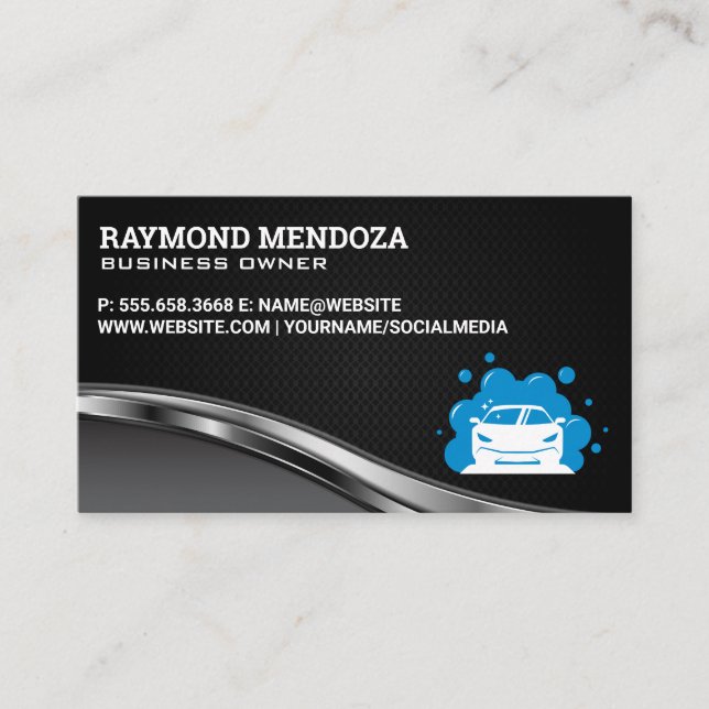 Auto Car Cleaning Service | Soap Bubbles Business Card (Front)