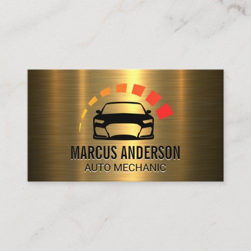 Auto Car Logo  Gold Metallic Business Card
