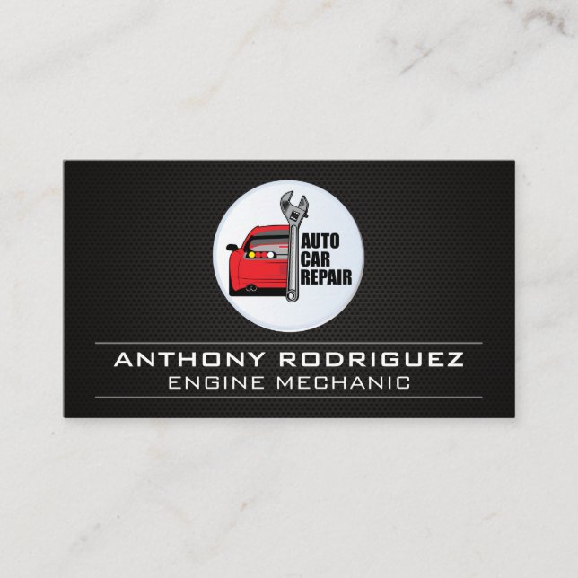 Auto Car Repair Logo | Carbon Fiber Business Card (Front)
