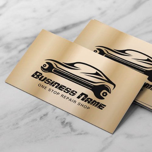 Auto Car Repair Modern Gold Automotive Mechanic Business Card