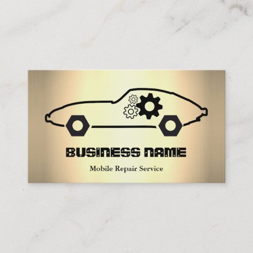 Auto Car Repair Modern Gold Automotive Mechanic Business Card