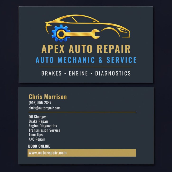 Auto Car Repair Professional Services Business Card