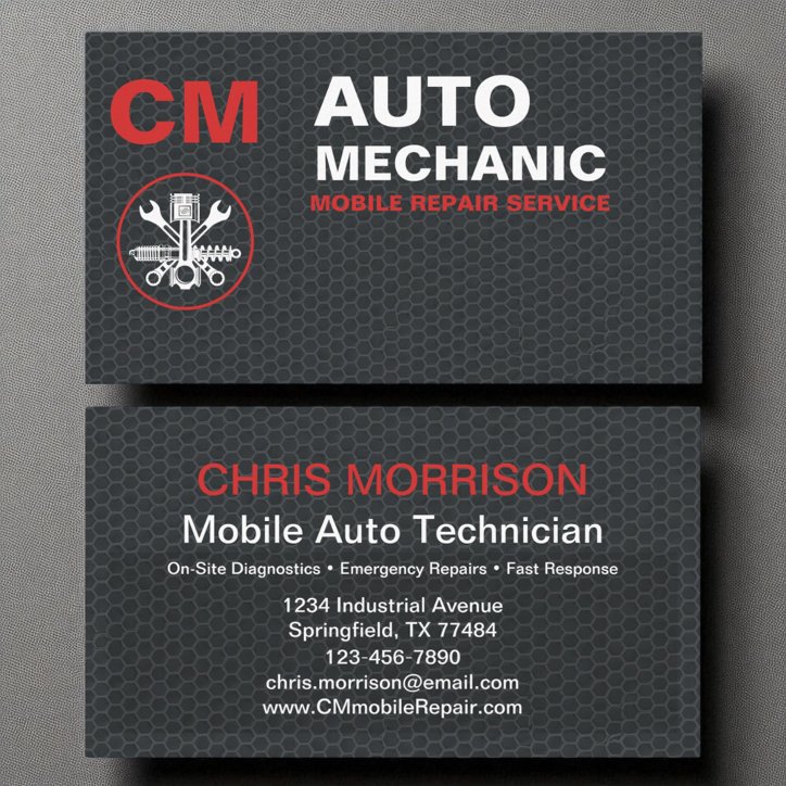 Auto Car Repair Services Mobile Mechanic Business Card