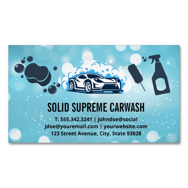 Auto Car Wash Cleaning Services Business Card Magnet (Front)