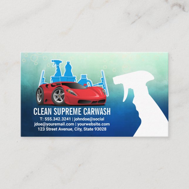 Auto Car Wash | Cleaning Supplies Business Card (Front)