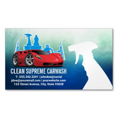 Auto Car Wash  Cleaning Supplies Business Card Magnet