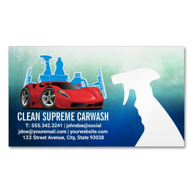 Auto Car Wash | Cleaning Supplies Business Card Magnet (Front)