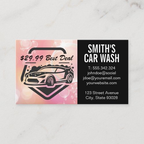 Auto Car Wash Logo  Cleaning Service Business Card