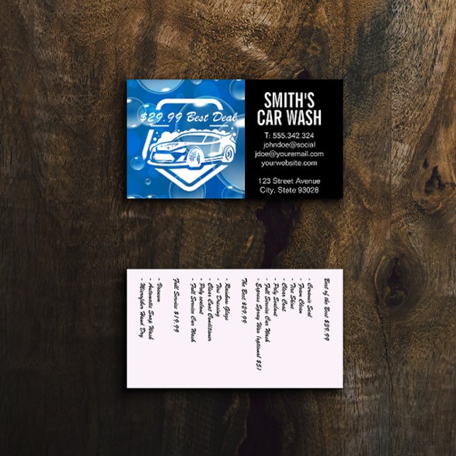 Auto Car Wash Logo | Soap Bubbles Business Card (Creator Uploaded)