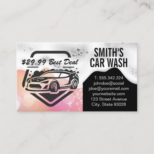 Auto Car Wash Logo  Soap Suds Business Card