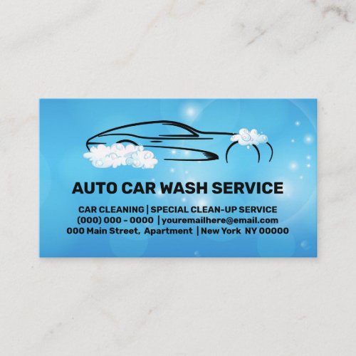 Auto Car Washing Cleaning Services Business Card