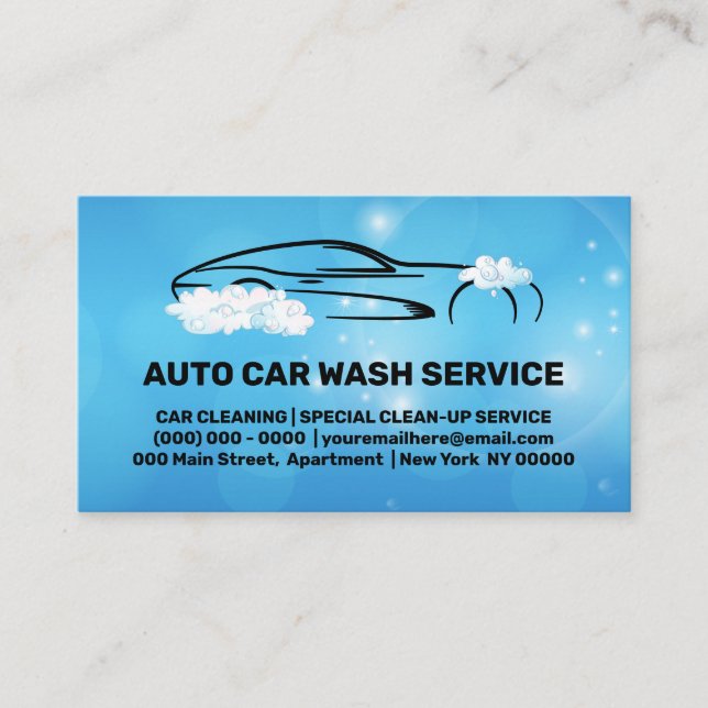 Auto Car Washing Cleaning Services Business Card (Front)