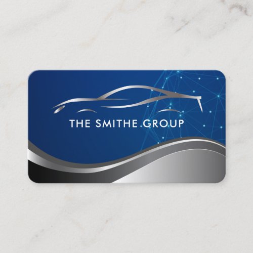 Auto Care Services | Sports Car Metallic Logo Business Card