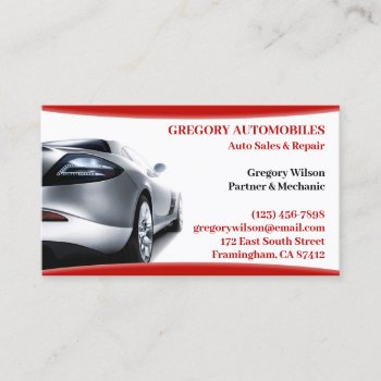 Auto Cars Business Card by all_items at Zazzle