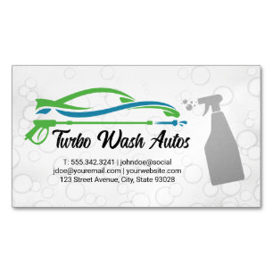 Auto Cleaning Spray   Soap Bubbles Business Card Magnet
